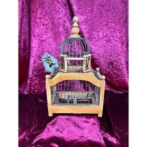 Vintage Decor Victorian Style Decorative Domed Wire Birdcage – Googly-Eyed Bird